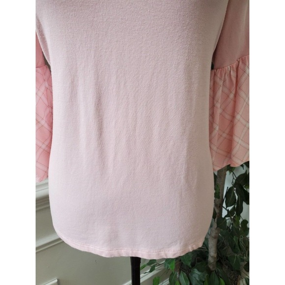 Crown & Ivy Womens Pink Cotton Long Sleeve Round Neck Top Blouse Size Small - Picture 3 of 10